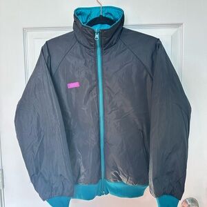 1990s Retro Reversible Columbia Pink and black Jacket, size small